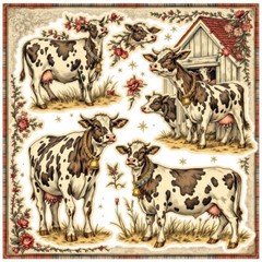 Cardstock Die Cut Embellishments Cows (6) Cut Outs 5 Inch