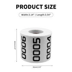 Self-Adhesive Number Stickers 3″x1.5″ for Inventory, Organizing & Storage (0001-