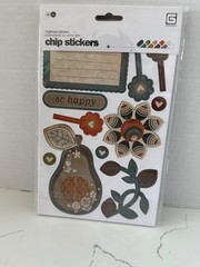 Basic Grey Thick Sticky Chipboard Stickers 4 PG Autumn Thankful So Blessed Happy