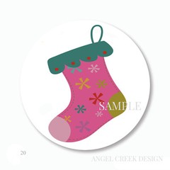 PINK CHRISTMAS STOCKING FAVORS ENVELOPE SEALS SCRAPBOOK STICKERS