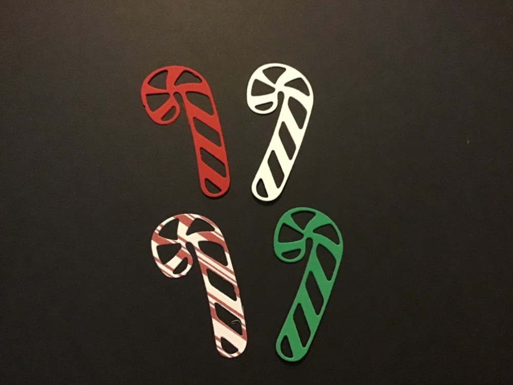 Candy Canes Die Cut Embellishments 12 pcs 2-1/4” x 1-1/8” Scrapbook Cards Crafts