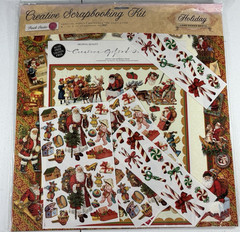 Creative Scrapbook Kit, Punch Studio, Old Style Christmas Santa Stickers Paper