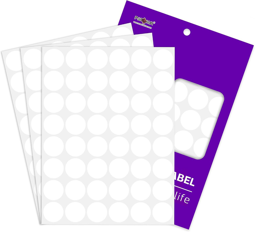 1 Inch White Dot Sticker,720Pcs Permanent Adhesive Color Code Circle Labels | Wr