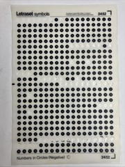 Letraset Numbers In Circles – 8 Used Sheets – Positive 4355, 217 & Negative 4252