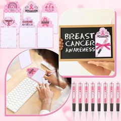 NEW Breast Cancer Awareness Die Cut Notepad Pens Ribbons FREE SHIPPING