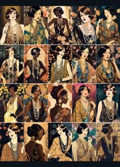 20 Pcs 1920s Flapper Ladies Small Tags Junk Journal Scrapbook USA