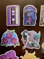STICKERS x 10 Purple Inspiration Mermaid Flowers Sun Orchid Tape Eggplant 32A7