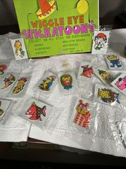 Vintage 1977 IMPERIAL Animal Wiggle Eye STICKATOONS 21 stickers RARE NEW+Box