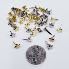 Mini Star Brads Gold Silver 50 Stars Paper Art Cards Junk Journal Embellishments