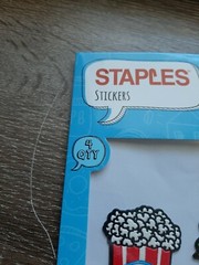 STAPLES PLASTIC RAISED JUNK FOOD STICKERS. ICE CREAM DOUGHNUT POPCORN BURGER