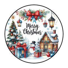 30 MERRY CHRISTMAS STICKERS ENVELOPE SEALS LABELS TAGS 1.5″ ROUND SNOWMAN FAVORS