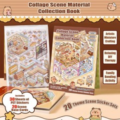 20 Sets 3D Sticker Scenes Miniature House Book for Sticker Therapy Cute Cartoon