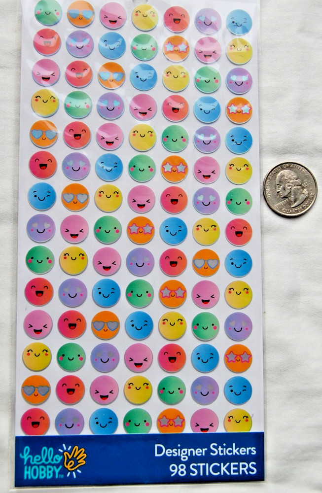 Hello Hobby stickers colorful smiley faces face happy star eyes laugh wink