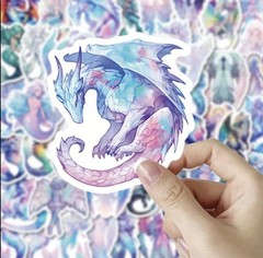 10pcs Pearl Dragon, Angel, & Mermaid Stickers- Scrapbook, Journal, DIY Crafts