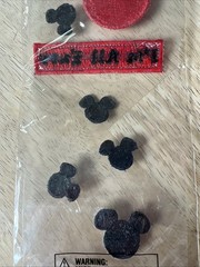 Disney Mickey Mouse Embroidered Stickers Scrapbook Ears Red Black