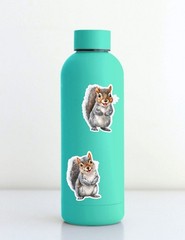 Gray Squirrel Die Cut Vinyl Stickers Set Scrapbooking Laptop Water Bottle