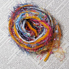Fiber Art Yarn Journal Scrapbook Mixed Media Gift Wrap Jewelry 24 Yds «Twilight»