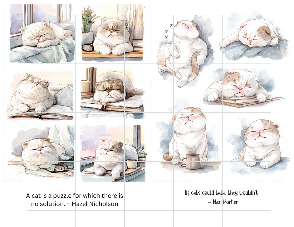 Chubby Scottish Fold Cats Card Toppers Collage Supplies Scrapbook Junk Journal