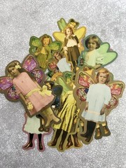 Set of 15 Vintage Cute Creepy Fairy Children Easter Pastel Stickers Scrapbooking