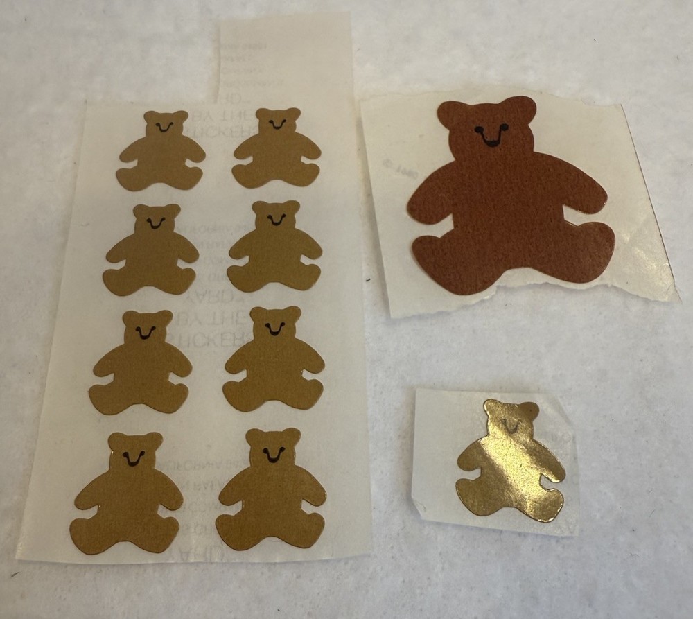 Mrs. Grossman’s LOT of 10 Vtg 1979 Teddy Bear Stickers!! 9 Small Bears, 1 Large