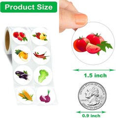 600 Pcs 1.5 Inch Cute Vegetable Stickers for Kids Birthday Party Rewards