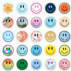 50PCS Smiling Stickers, Cute Water Bottle Stickers for Kids, for Teaching Reward