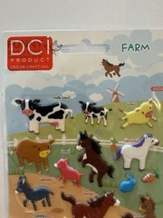 B1 Puffy Farm Animals Stickers cow pig horse donkey sheep duck Sticker world