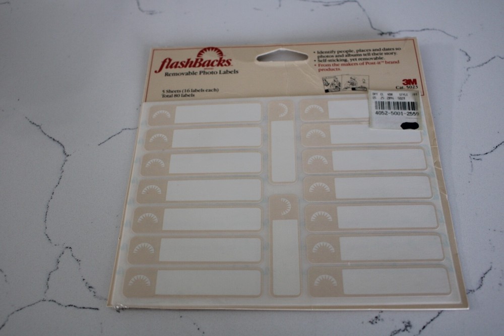 3M Flashbacks Removable Photo Labels 5 Sheets (16 Labels Each) 80 Labels Total