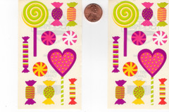Vintage Frances Meyer FMI Stickers RST 811 Pink Green Striped Candy 2 Sheets