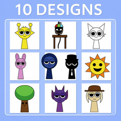 1000PCS 10 Patterns Cute SPRUNKI game Character stickers for kids