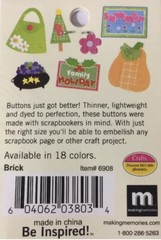 BRICK RED CIRCLE ULTRA-THIN BUTTONS(24pc)Making Memories Assorted Sizes 3/8-7/8″