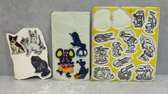 Vintage 1970s 1980s Sticker Lot Smurfs Care Bears Unicorns Hallmark Puffy