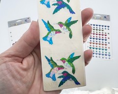 VTG Hambly Studios Stickopotamus Sandylion Stickers LOT Holographic Hearts Birds