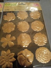 Crafters Square Metallic Puffy Floral Stickers Lot of 4 Packs Gold Accent Flower