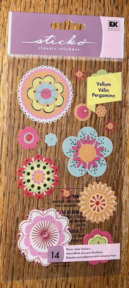 Sticko Vellum Colorful Flowers Garden Spring Card Making Craft Scrapbook Sticker