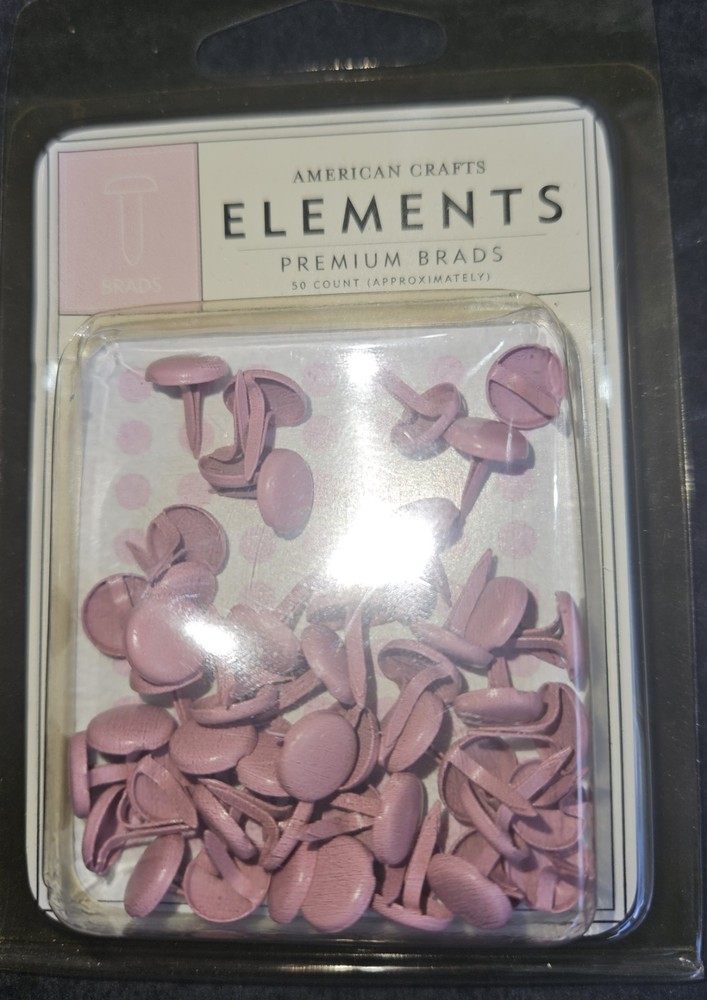 American Crafts Elements premium 50 pink brads for scrapbook cards crafts