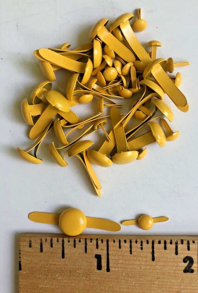50 (30 mini 20 Med) Bright Yellow Brads – New