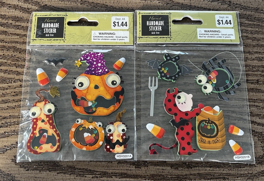 NEW 2 Packages Halloween stickers With Googley Eyes Scrapbooking