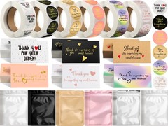 Thank You Small Business Packaging Set – 3420 Pcs Stickers, Resealable Bags & Ro