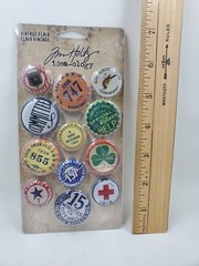 TH4 Tim Holtz Idea-ology Vintage Flair Buttons 12 Piece Metal Adornment Craft
