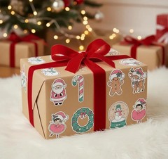 Pink Whimsical Christmas Sticker Set – 12 Piece