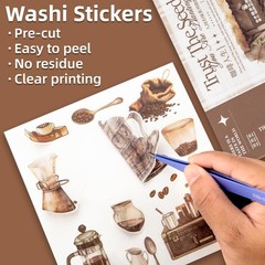 Uideyvi Coffee Themes Sticker Scrapbooking Supplies for Junk Life