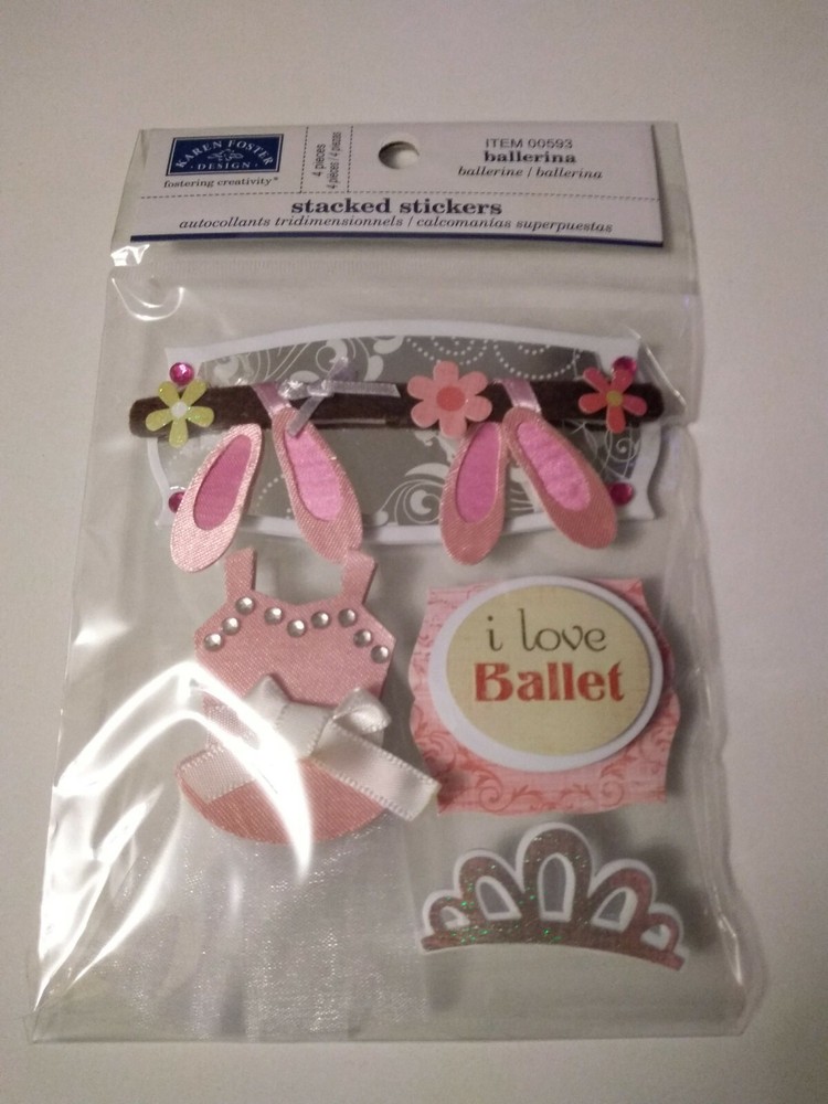 Craft Stickers KF 3D Ballerina I Love Ballet Slippers Tutu Flowers Tiara Crown