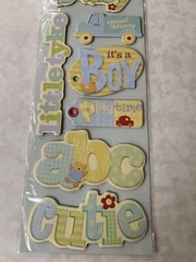 K&COMPANY CHIPBOARD ADHESIVE BRENDA WALTON BW SMALL WONDERS BOY TAGS & WORDA 7PC