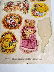 3 Vtg 1980 Sticker Sheets Current Inc Easter Bunnies Flowers Eggs Chicks Lamb