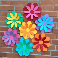 10 inch Giant 3D Rainbow Paper Flower with Stickers for Flower Wall Stickers Roo