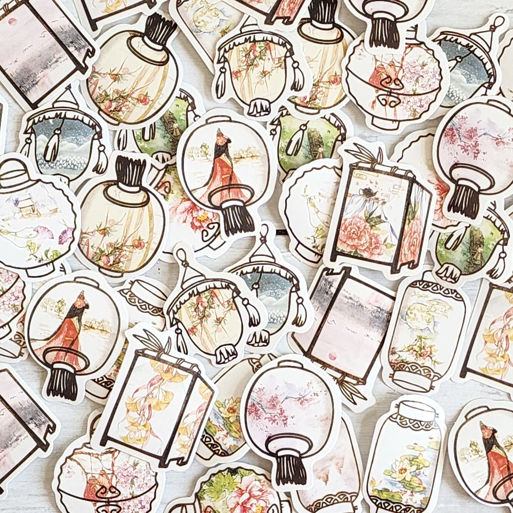 45PCS Asian Lantern Stickers – Kawaii Japan Chinese Festival Planner Stickers