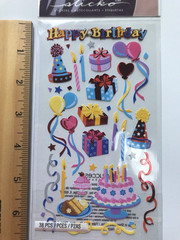 EK Success Sticko Birthday Scrapbook Stickers Lot Balloons Baking Gifts Numbers