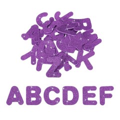 Alphabet Foam Stickers, 104Pcs Letters A-Z EVA Self Adhesive Glitters, Purple