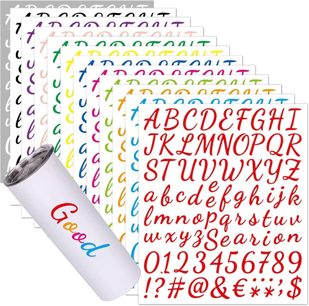 Alphabet Stickers 12Sheets Self Adhesive Vinyl Letter Number Stickers Decals DIY